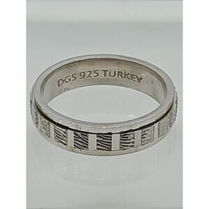925 Vintage DGS Sterling Silver Wedding Band Worry Stack Spinner Ring Size 6